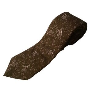 JACQUES‎ ESTIER Mens Neck Tie Brown Paisley Paris NY 54"/3"